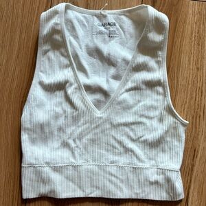 White ribbed cropped top from Garage